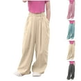 thumbnail image 1 of Kinrui Wide Leg Pants for Girl Quick Dry Ice Silk Pants Anti-Mosquito Sun Protection Palazzo Tousers Size 4-13 Pink 12 Years, 1 of 4