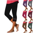 thumbnail image 1 of Kinrui Women Capri Leggings Dressy Casual Summer Capris Knee Length Crop Pants Trendy Lightweight Printed Capris Pants Red XL, 1 of 5