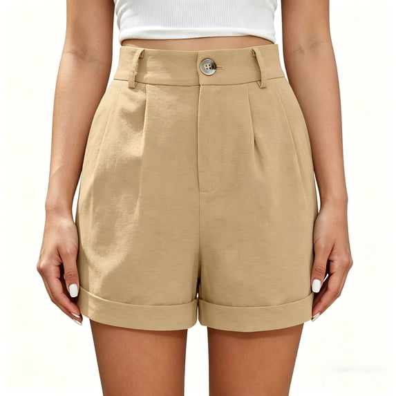 Kinrui Women Dressy Shorts High Waisted Tailored Pleated Shorts with Pockets Summer S-2XL