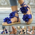 thumbnail image 1 of Kinrui Women's 3D Flat Flower Sandals Boho Ankle Strap Open Toe Summer Beach Shoes 7, 1 of 9