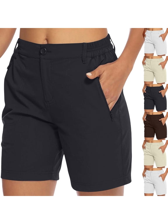 Women's 6" Hiking Cargo Shorts Quick Dry with Zipper Pockets Workout Golf Shorts Lightweight Outdoor Active Summer Shorts Green L