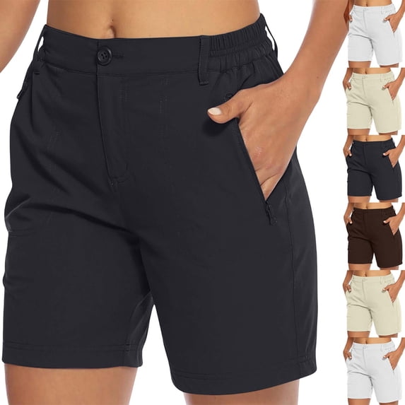 Kinrui Women's 6" Hiking Cargo Shorts Quick Dry with Zipper Pockets Workout Golf Shorts Lightweight Outdoor Active Summer Shorts Red XL