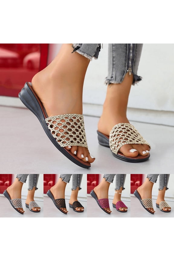Women's Breathable Mesh Flat Slippers with Hollowed-Out Toe Design Summer Casual Outdoor Wear 6