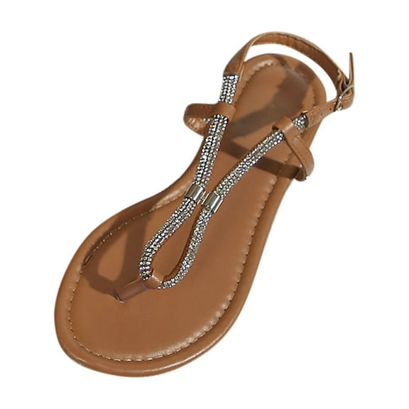 Kinrui Women's Flip Flop Sandals Women's Fashion Casual Spring New Rhinestone Open Toe Thong Flat Sandals