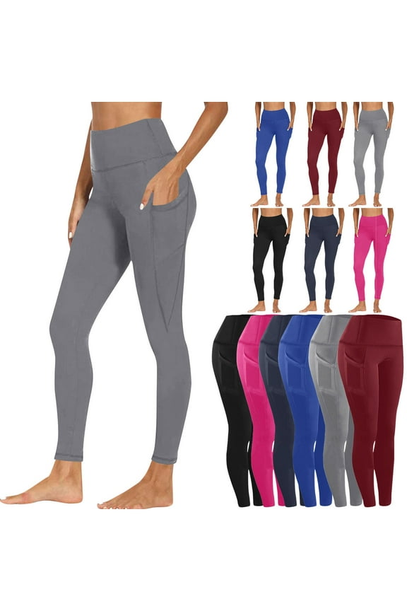 Women's High Waisted Yoga Leggings with Pockets, Tummy Control Non See Through Workout Athletic Running Yoga Pants Hot Pink,XXXL