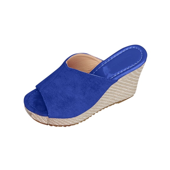 Kinrui Women's Leather Sandals Women's Fashion Casual Summer New Solid Color Fish Mouth High Heel Wedge Sandals Platform Shoes Slippers