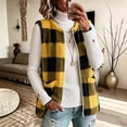 thumbnail image 1 of Kinrui Women's Plaid Fleece Vests Tops Zip Up Collarless Sleeveless Fall Jacket Lightweight Fuzzy Outerwear with Pockects Yellow XXL, 1 of 6