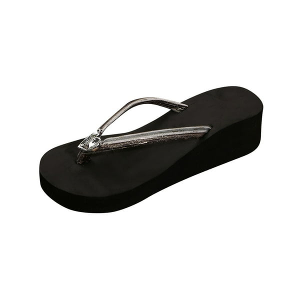 Kinrui Women's Platform Sandals Women's Fashion Casual Summer New Beach Seaside Outdoor Wear Feeling Flower Bohemian Style Flip-Flops