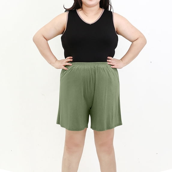 Kinrui Women's Plus Size Pajama Shorts Soft Comfy Sleepwear Green 2XL