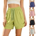 thumbnail image 1 of Kinrui Women's Quick Dry Athletic Shorts Elastic High Waisted Drawstring Running Short with Pockets M-3XL, 1 of 7