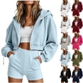 thumbnail image 1 of Kinrui Womens 2 Piece Lounge Sweatsuit Zip Up Crop Sweatshirt Jacket Y2k Matching Sweat Sets Fall Wine M, 1 of 7
