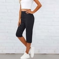 thumbnail image 1 of Kinrui Womens Capri Pants High Waisted Straight Leg Yoga Capris Leggings with Pockets Crop Workout Summer Pants Black L, 1 of 6