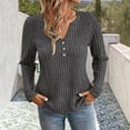 thumbnail image 1 of Kinrui Womens Lightweight Sweaters Long Sleeve Henley Shirts Casual Fall Button V Neck Tunic Tops Gray L, 1 of 5