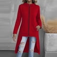 thumbnail image 1 of Kinrui Womens Long Hoodies Zip Up High Low Hem Hooded Sweatshirt Casual Fall Track Jacket Coat with Pockets Red S, 1 of 5