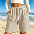thumbnail image 1 of Kinrui Womens Long Shorts Waffle Knit Elastic Waist Drawstring Knee Lenght Pants with Pocket Beige 3XL, 1 of 6