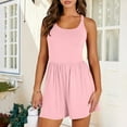 thumbnail image 1 of Kinrui Womens Rompers Summer Sleeveless Tank Tops One Piece Playsuits Short Flowy Beach Jumpsuit with Pockets Pink XL, 1 of 9
