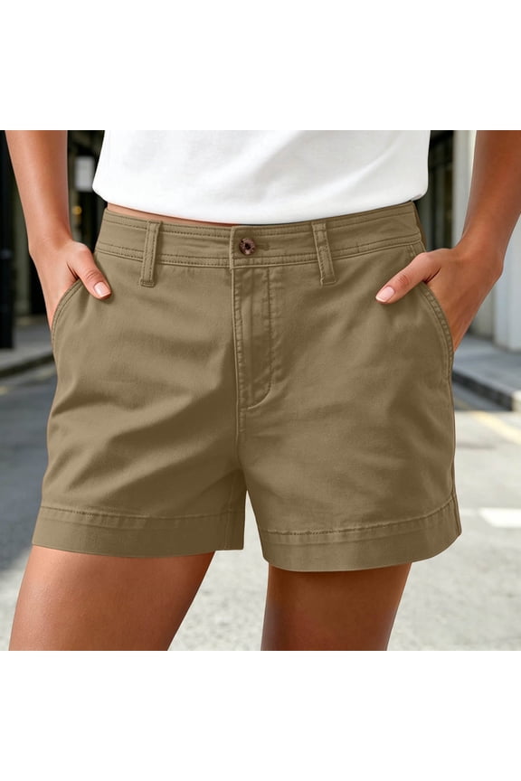 Womens Shorts Dressy Casual Regular Fit Summer Shorts Button Down Chino Shorts Business Work Shorts with Pocket, Size S-3XL
