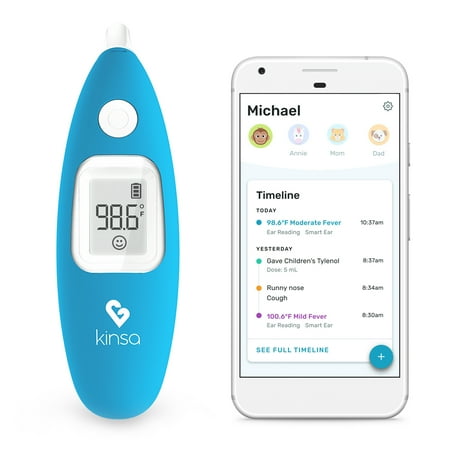 Kinsa® Smart Ear Bluetooth® Thermometer with Family Health Tracking App