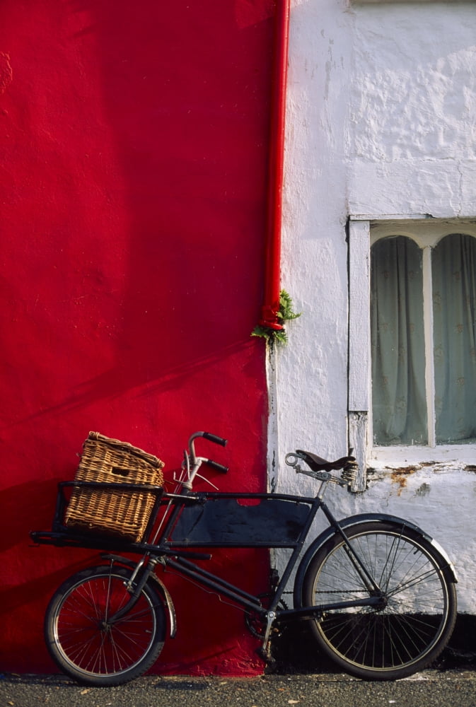 Kinsale Co Cork Ireland Bicycle Parked In Front Of A Building Canvas Art - The Irish Image Collection Design Pics (12 x 18)