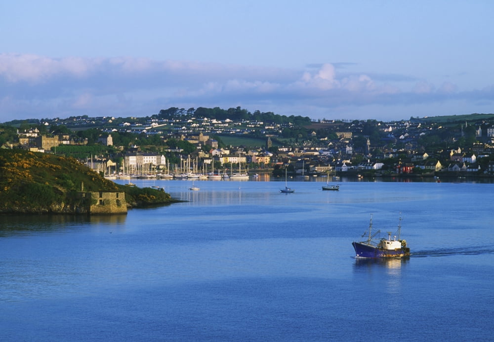 Kinsale Co Cork Ireland Boat With Kinsale In The Distance Canvas Art - The Irish Image Collection Design Pics (36 x 24)