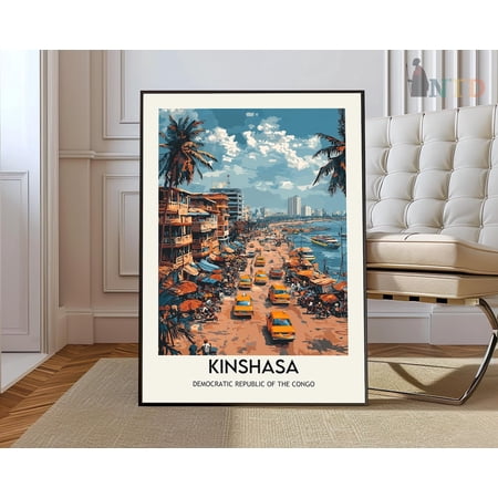 Kinshasa DRC Congo African Cityscape Wall Art Travel Decor, Unframed Paper Poster 8x10in
