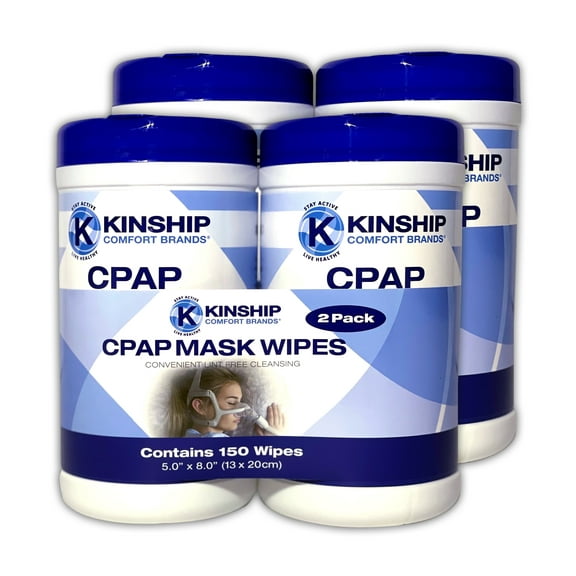 Kinship Comfort Brands CPAP Mask Cleaning Wipes | Unscented | Lint Free | Easy Opening Top | CPAP Wipes for Mask, CPAP Filters, CPAP Tubes and CPAP Machines | 300 Wipes | 2 Packs of 2 Canisters