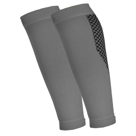 Kinship Comfort Brands Calf Compression Sleeves, Men's & Women's, Moisture Wicking, Gray