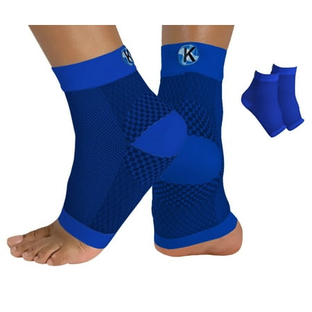 Kinship Comfort Brands Plantar Fasciitis Toeless Compression Socks for Foot & Heel Pain Relief, Arch Support, Achilles Tendonitis & Swelling | 1 Pair | Blue | L