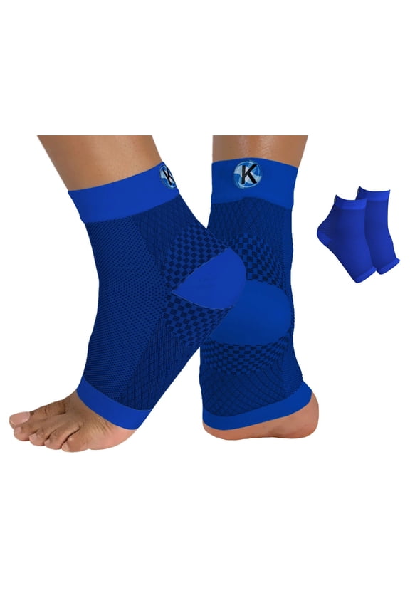 Plantar Fasciitis Toeless Compression Socks for Foot & Heel Pain Relief, Arch Support, Achilles Tendonitis & Swelling | 1 Pair | Blue | L