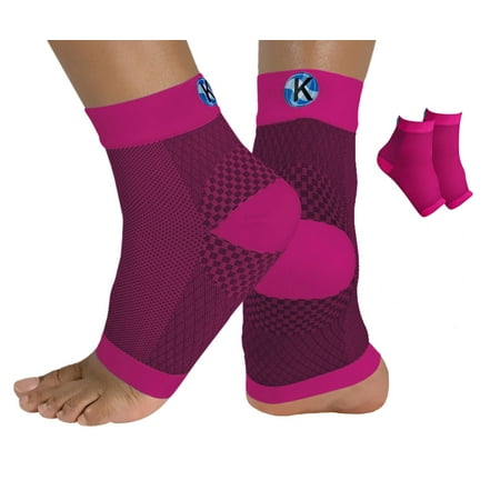 Kinship Comfort Brands Plantar Fasciitis Toeless Compression Socks for Foot & Heel Pain Relief, Arch Support, Achilles Tendonitis & Swelling | 1 Pair | Pink | L