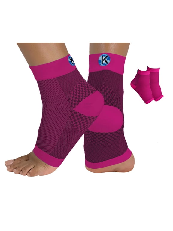 Plantar Fasciitis Toeless Compression Socks for Foot & Heel Pain Relief, Arch Support, Achilles Tendonitis & Swelling | 1 Pair | Pink | L