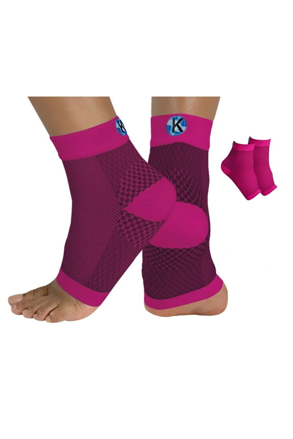 Plantar Fasciitis Toeless Compression Socks for Foot & Heel Pain Relief, Arch Support, Achilles Tendonitis & Swelling | 1 Pair | Pink | M