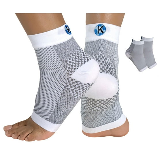 Kinship Comfort Brands Plantar Fasciitis Toeless Compression Socks for Foot & Heel Pain Relief, Arch Support, Achilles Tendonitis & Swelling | 1 Pair | White | L