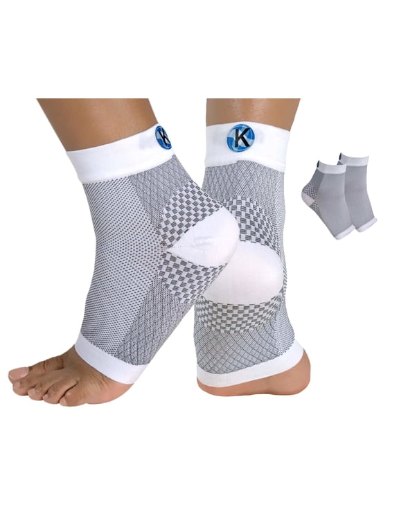 Plantar Fasciitis Toeless Compression Socks for Foot & Heel Pain Relief, Arch Support, Achilles Tendonitis & Swelling | 1 Pair | White | S