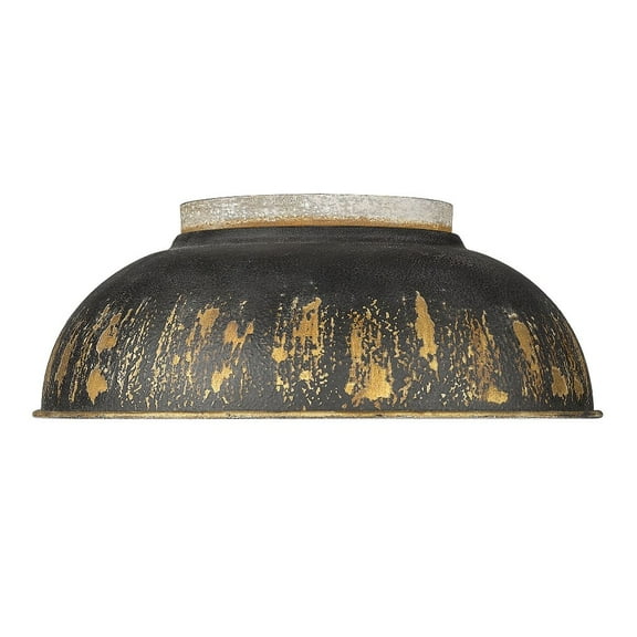 Golden Lighting Kinsley 2-light Flush Mount in Antique Black Iron shade