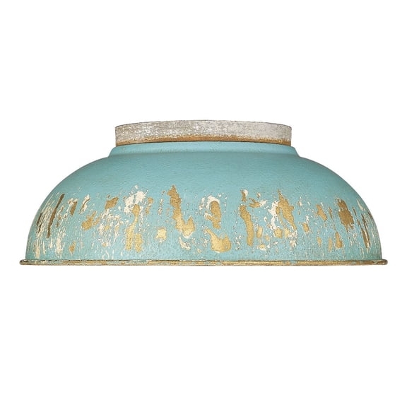 Golden Lighting Kinsley 2-light Flush Mount in Antique Teal shade