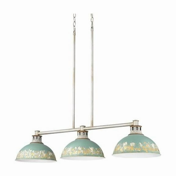Golden Lighting Kinsley 3-light Island Light in Antique Teal shade