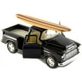 thumbnail image 1 of Kinsmart 1955 Chevy Stepside 3100 Pick Up Truck 1:32 diecast w/ Surfboard Black, 1 of 1