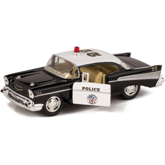 Kinsmart 1957 Chevrolet Bel Air Black and White Police Car