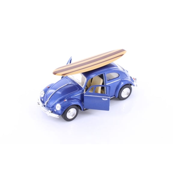 Kinsmart 1967 Blue Volkswagen Classical Beetle with Surfboard 1:32 Scale Diecast