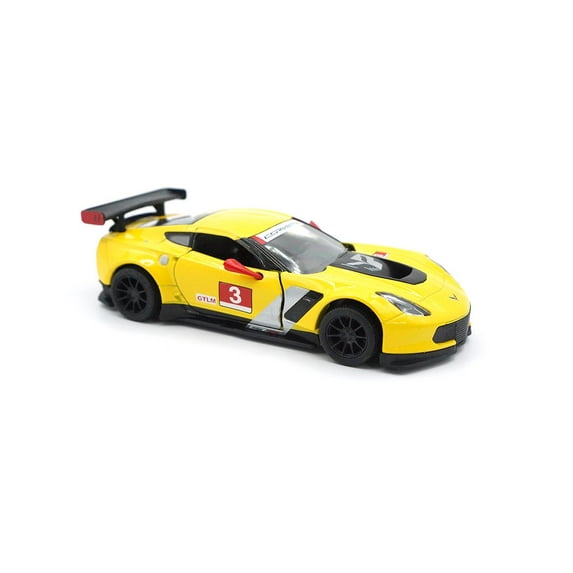 Kinsmart 5 2016 Corvette C7.R Diecast Model Toy Car, but NO Box, Corvette Yellow, Size: 5