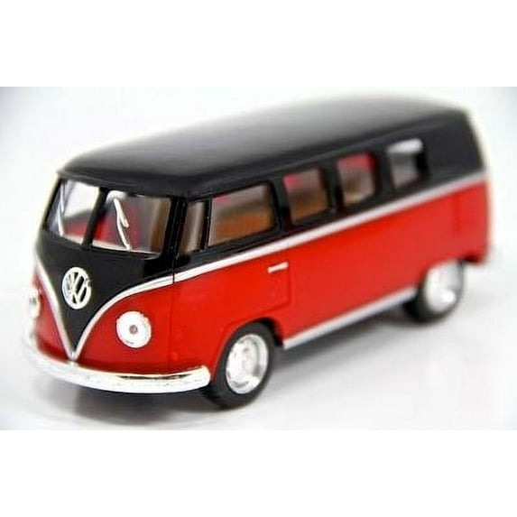 Kinsmart 5" Die-cast: 1962 VW Classic Bus with Black Top (Red) 1/32 Scale