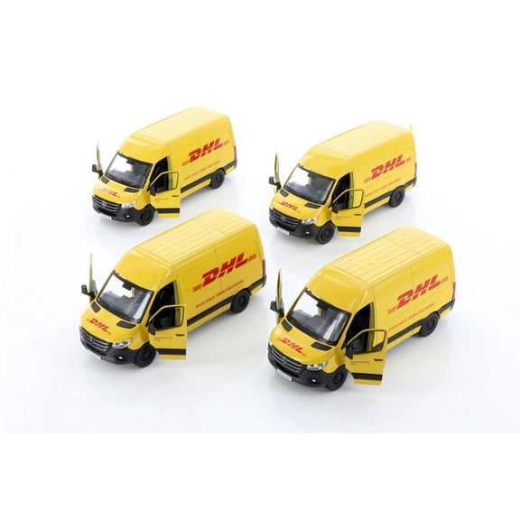 Kinsmart Mercedes-Benz Sprinter DHL Delivery Van Diecast Car Set - Box of 12 assorted 1/48 scale Diecast Model Cars