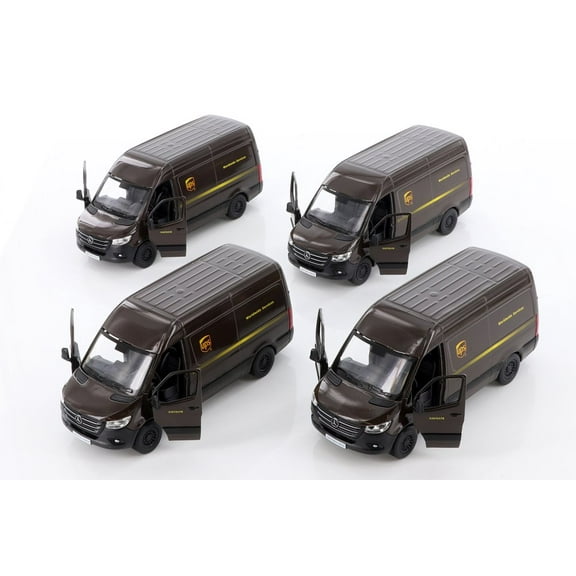 Kinsmart Mercedes-Benz Sprinter UPS Delivery Van Diecast Car Set - Box of 12 assorted 1/48 scale Diecast Model Cars