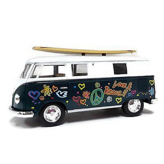 Kinsmart Volkswagen Classical Bus 1962 Surfboard 1:32 Diecast Model Bus Green