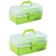 thumbnail image 1 of Kinsorcai 2PCS 12'' Three-Layer Clear Plastic Storage Box/Tool Box, Multipurpose Organizer and Portable Handled Storage Case for Art Craft and Cosmetic (Green), 1 of 6