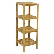 Kinsuite Bamboo Bathroom Shelf 4-Tier Storage Rack Standing Shelf Units for Living Room Bedroom Hallway Kitchen