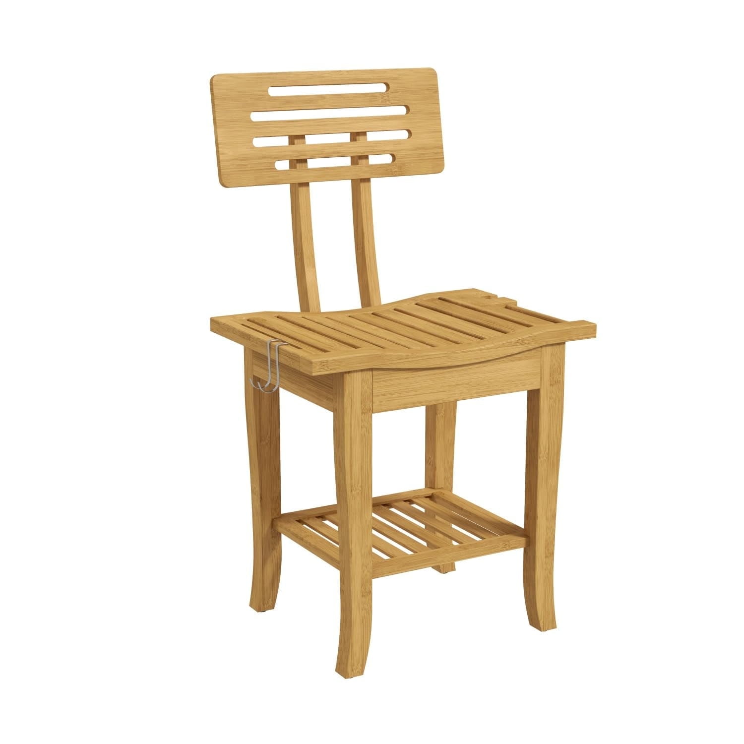 Kinsuite Bamboo Shower Chair - 2-Tier Bamboo Shower Bench, Shower Stool ...