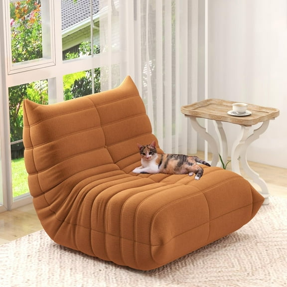 Kinsuite Bean Bag Chairs - Soft Memory Foam Bean Bag Sofa, Beanbag Chairs for Adults with Cat Ear Design, Lazy Sofa Big Bean Bag for Bedroom Living Room Balcony Salon Office, Brown
