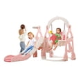 thumbnail image 1 of Kinsuite Kids Slide and Swing Set - 2 - in - 1 Indoor Outdoor Playset for Toddlers 1 - 5 Years,  Basketball Hoop & Non - Slip Design, Pink, 1 of 9